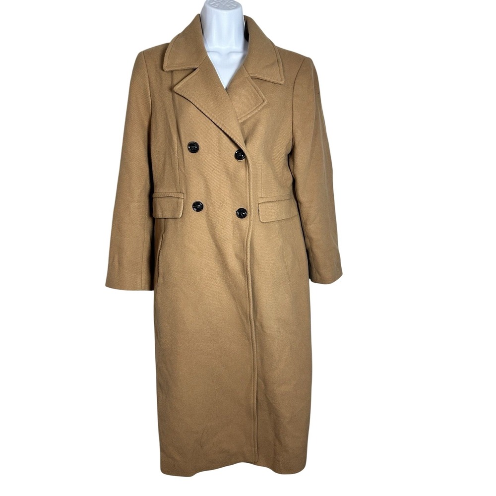 Caroll Paris Camel Wool Blend Double-Breasted Long Coat - French Size 42 (US 10)